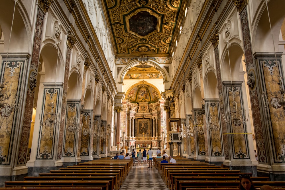 group of people gathering near altar