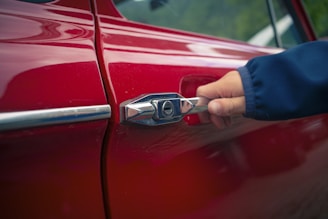 person holding car door