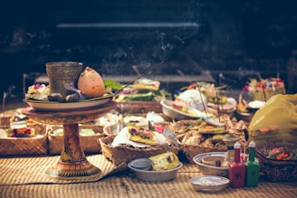 cooked food on beige table mat