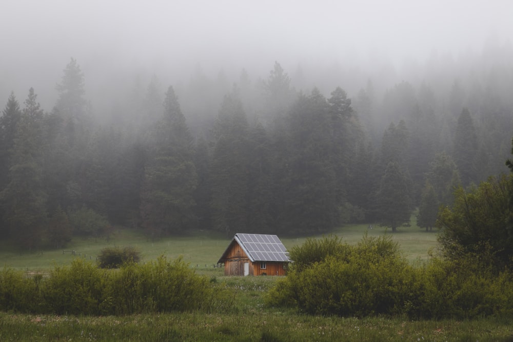 brown and black solar panel house