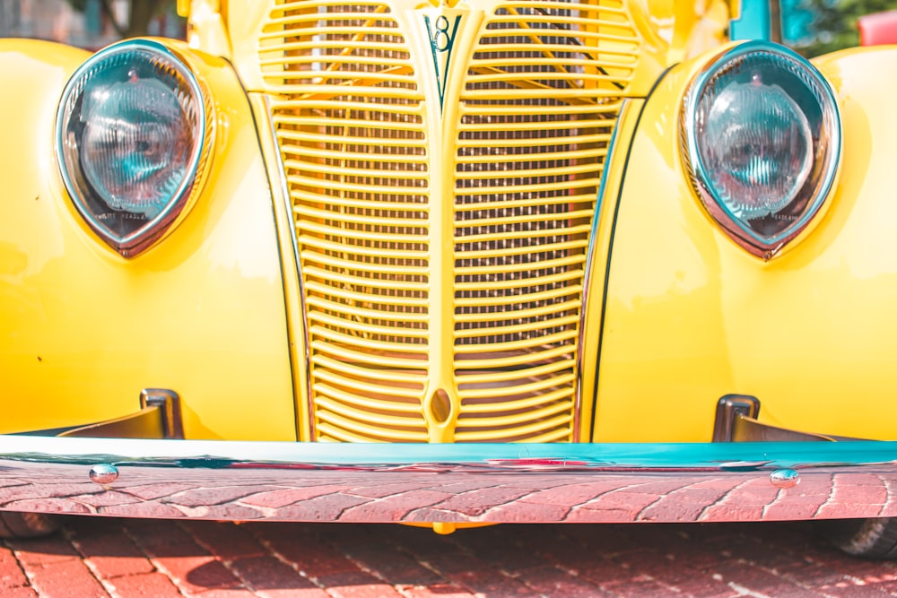 classic yellow and teal vehicle