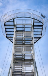 grey metal clear glass tower