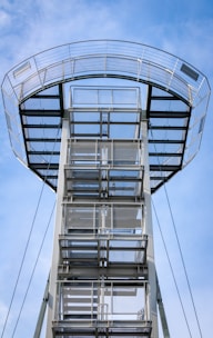 grey metal clear glass tower