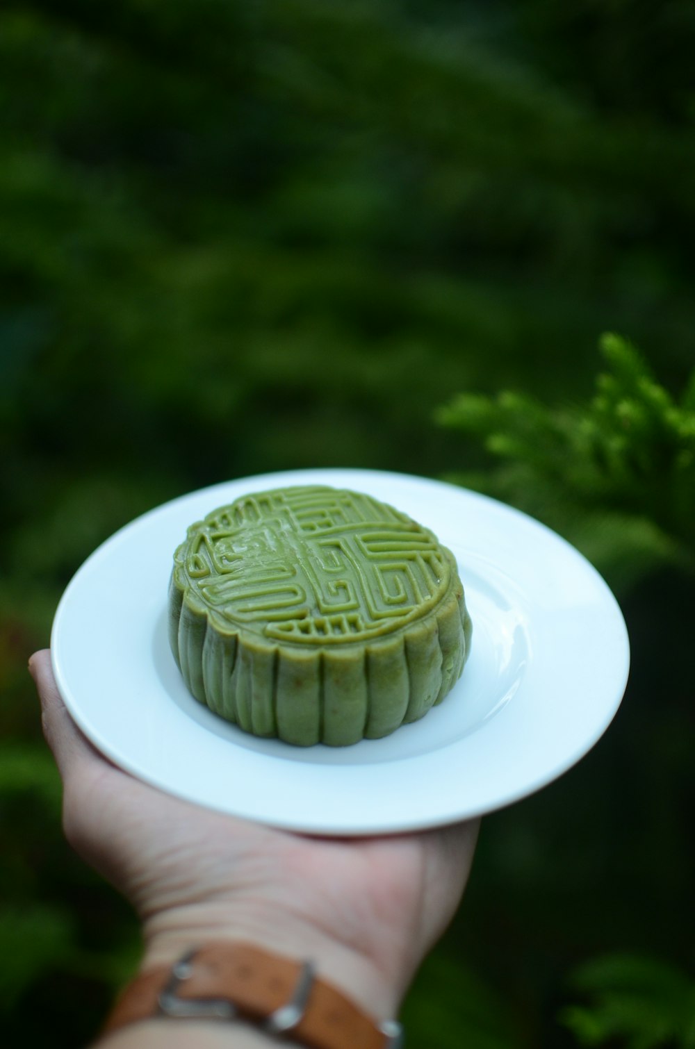 jelly cake on ceramic plate