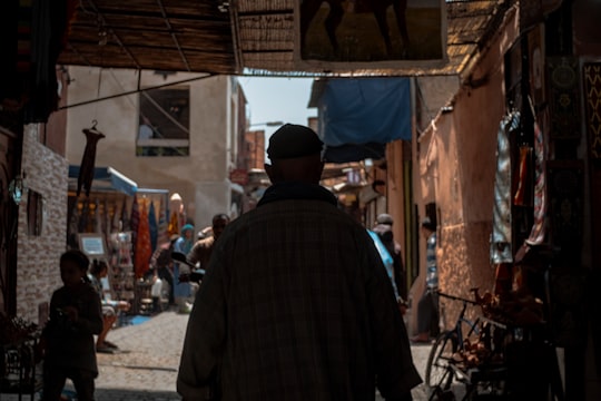 man walking on pathway in Marrakech Morocco