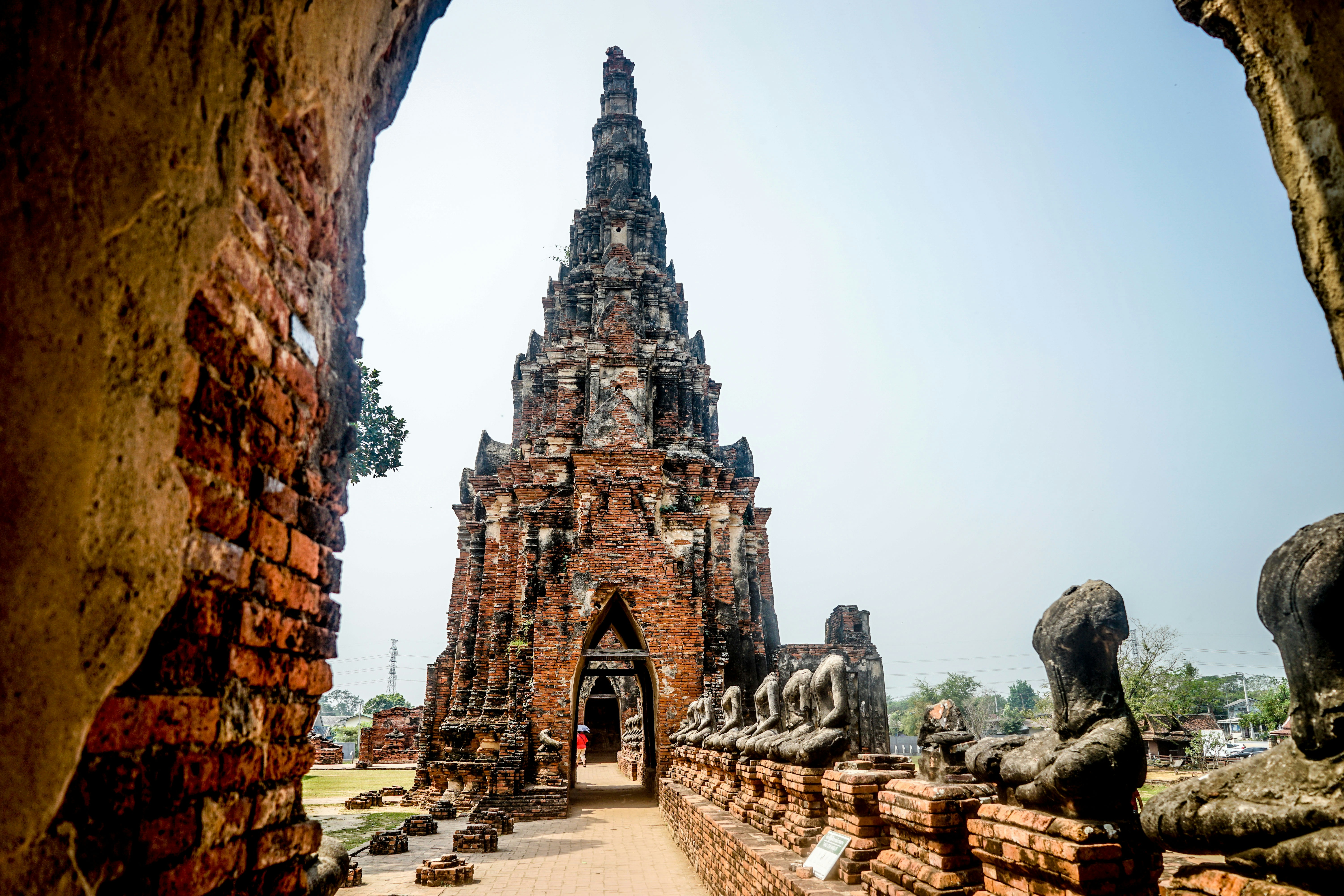Ancient temple ruins at Ayutthaya historical park Thailand