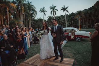 bride and groom walking down the isle