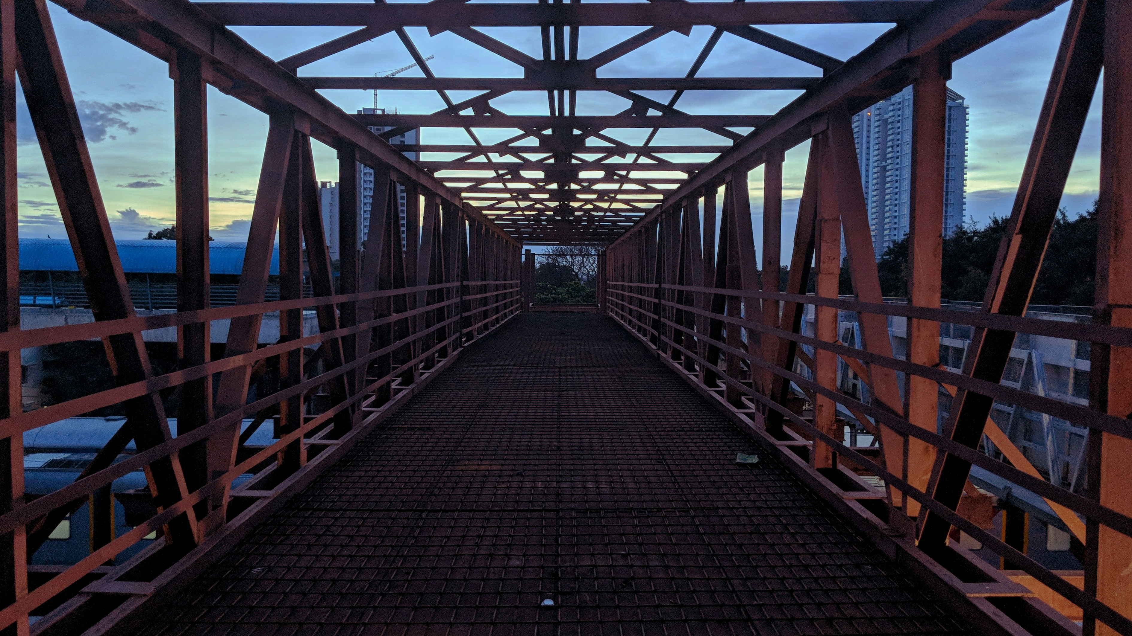 Abandoned bridge and sunset