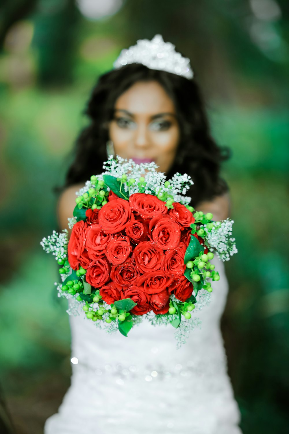 red petaled flower bouquet