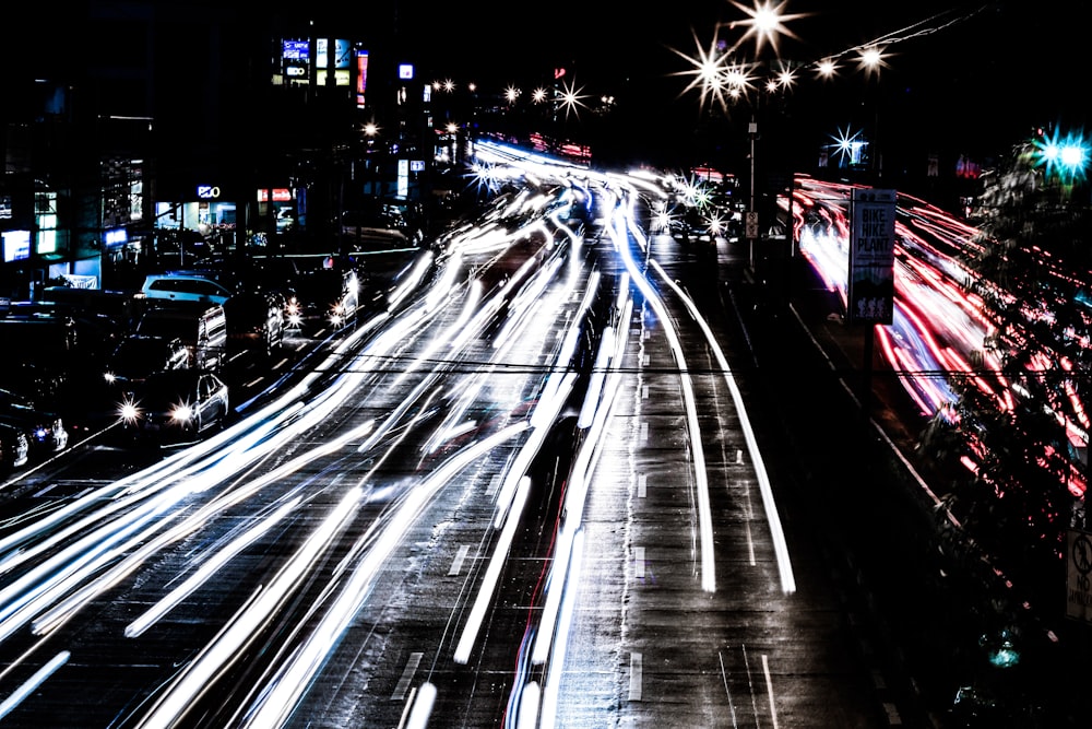 time-lapse photo of road and cars