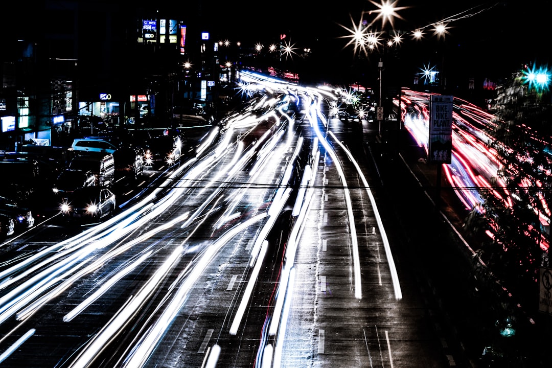 time-lapse photo of road and cars,
