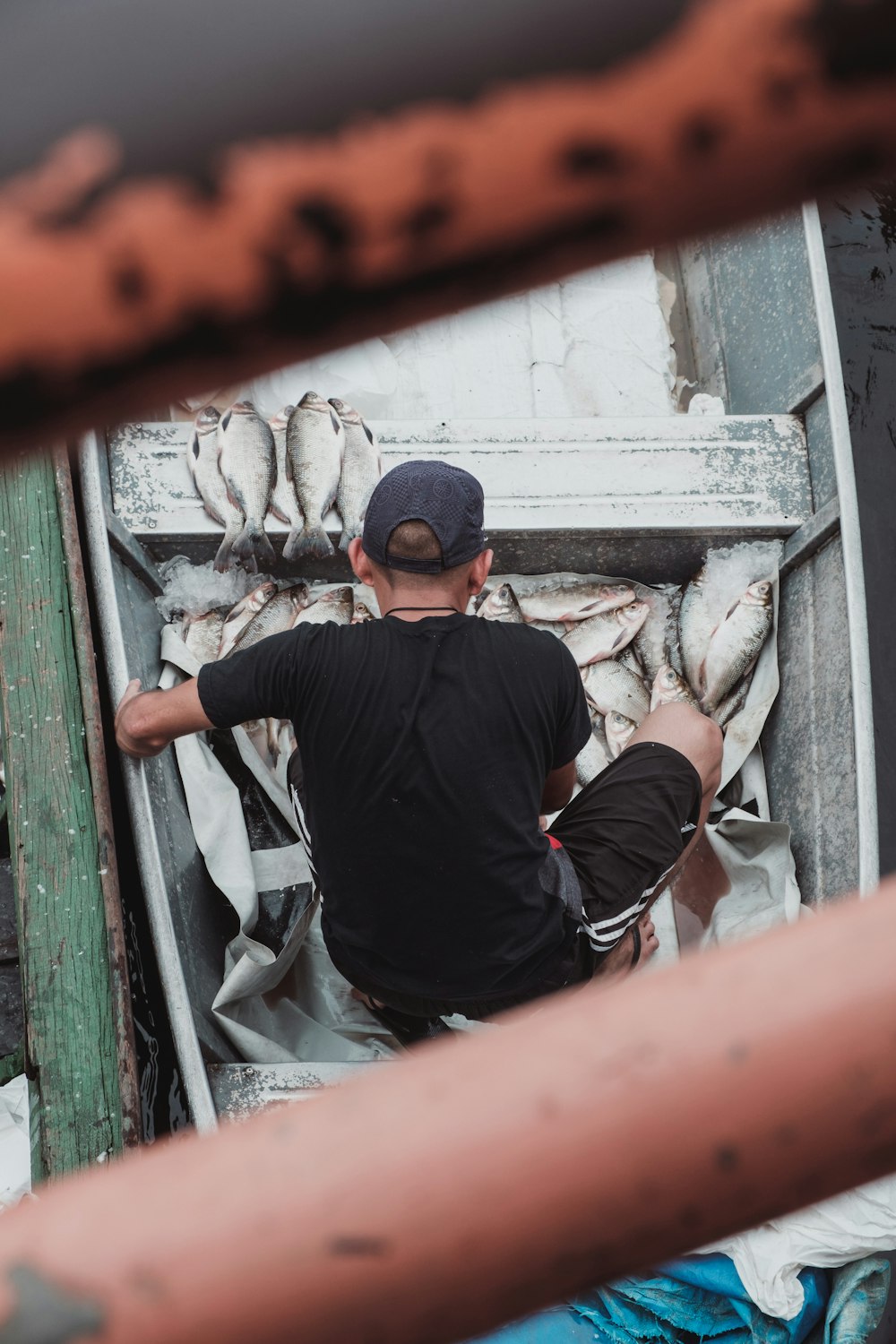 man fishing riding on boat