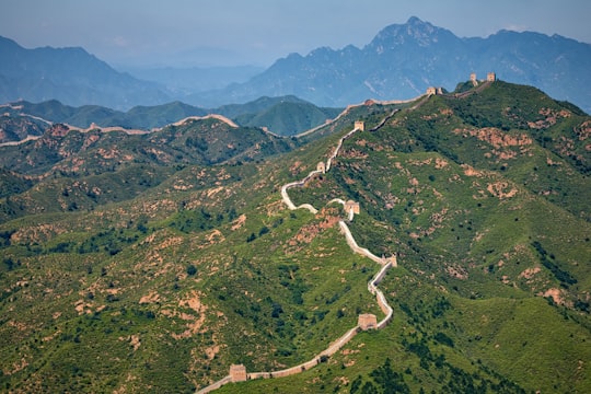 aerial view of mountain formation in Great Wall of China China