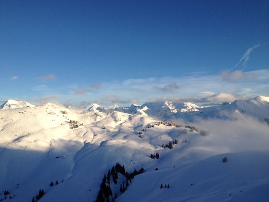 aerial view of snow mountain in Saanenmöser Pass Switzerland