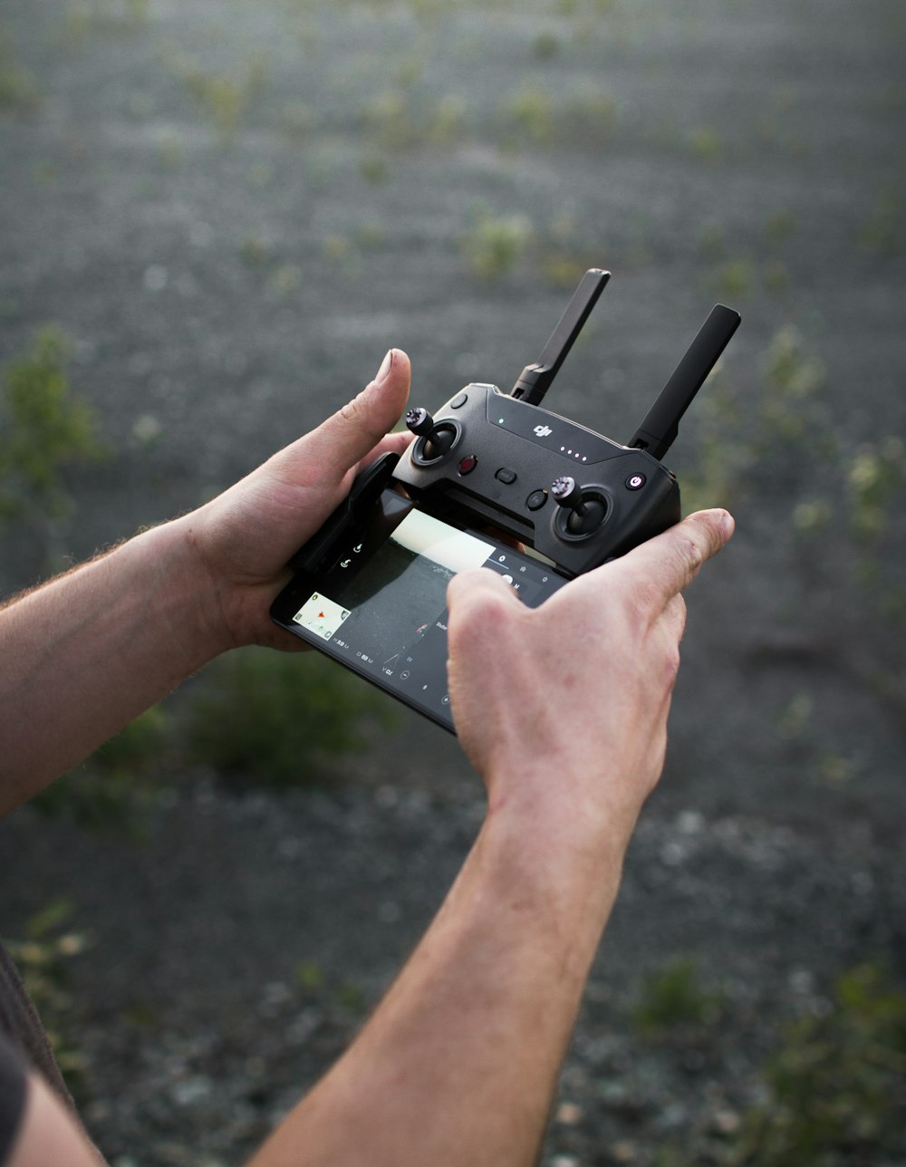 black quadcopter remote