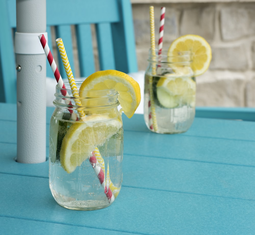 sliced lemon in clear glass jar