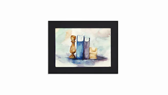 Watercolor portrait of Jamie Barnes holding a book, set against a soft, abstract background.