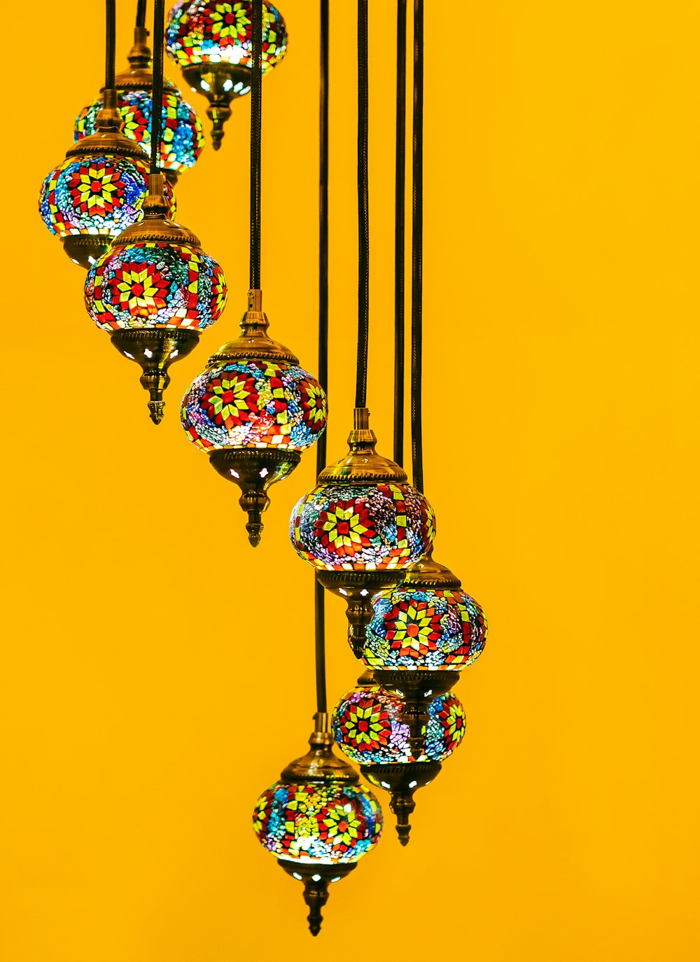 Candeeiro suspenso multicolorido Tiffany