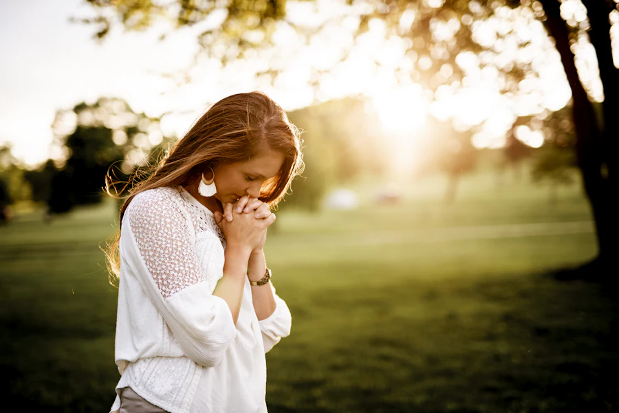 Peaceful prayer at sunset