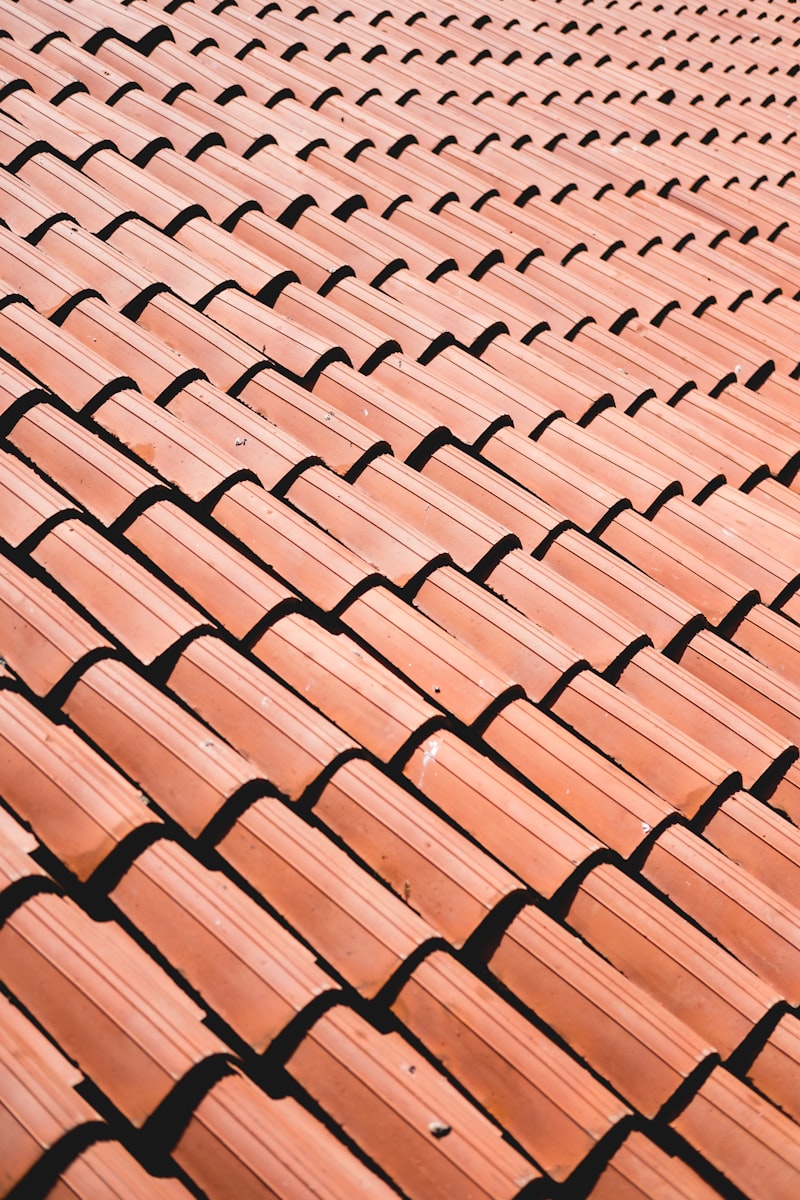 Détail de tuiles de toiture brunes