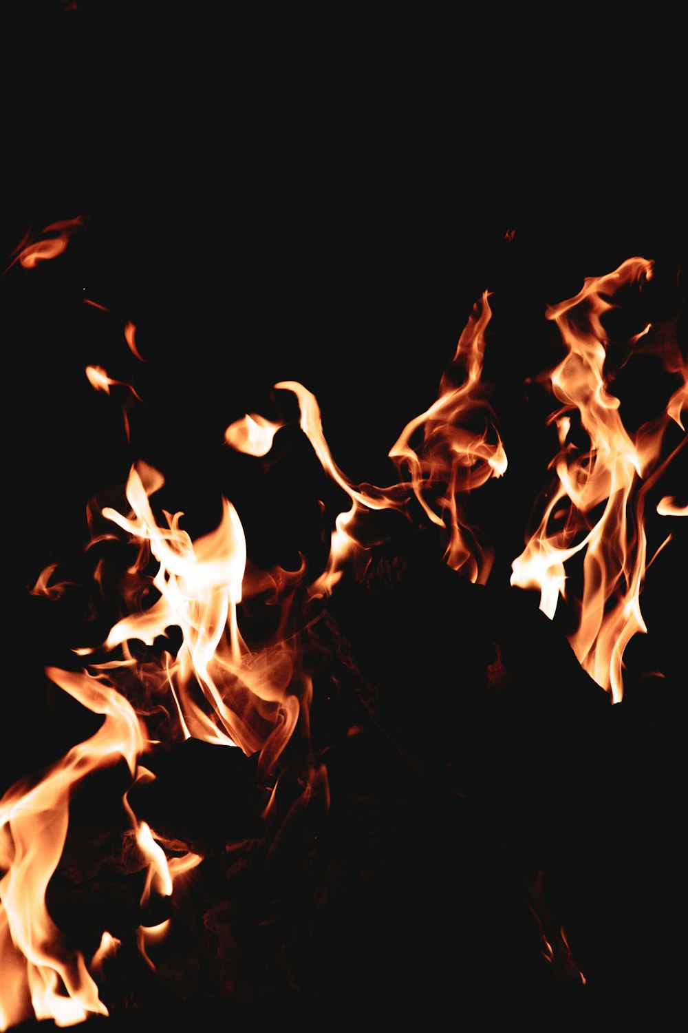 flames in dark room