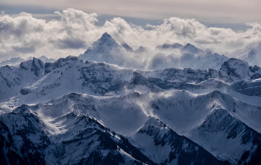 mountain cover with ice and fog in Mount Pilatus Switzerland