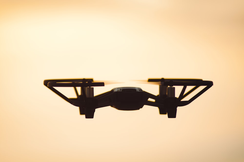 black quadcopter drone close-up photography