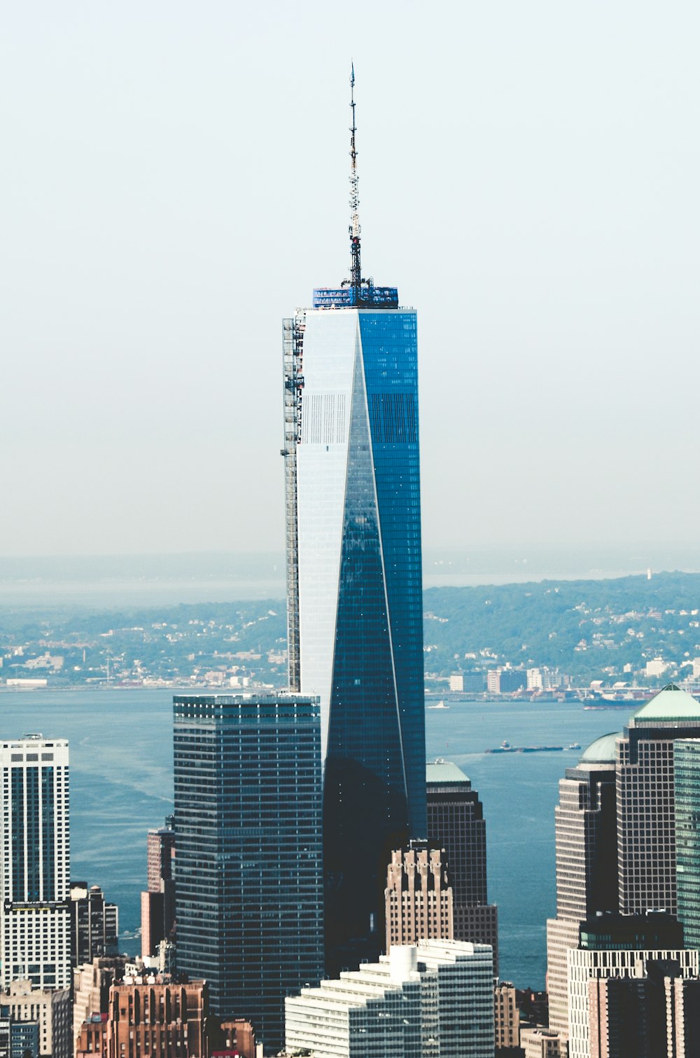 high angle photography of curtain wall building at daytime