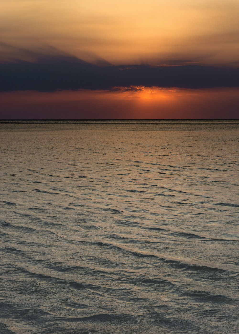 body of water during sunset