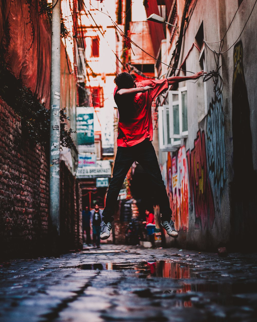 lime-lapse photography of man jumping