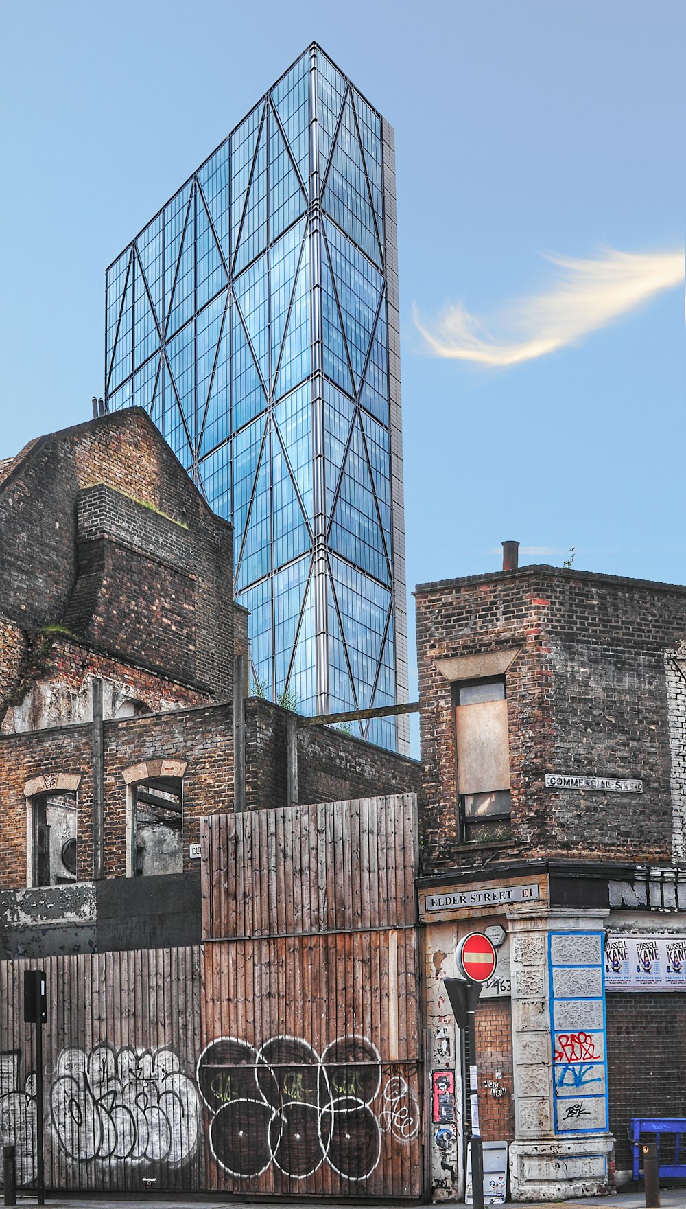 brown building with wall art