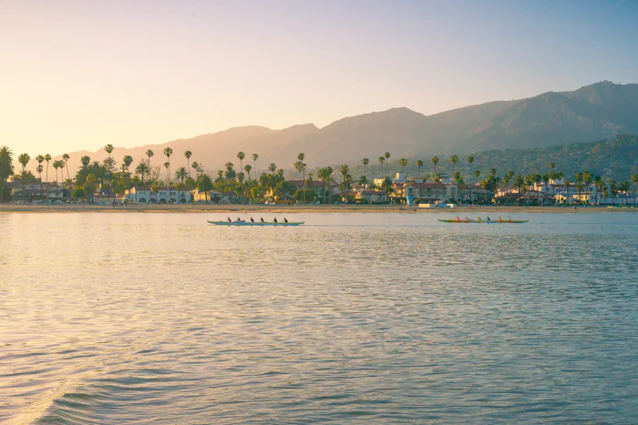 Santa Barbara harbour. Mountains included at no extra charge.