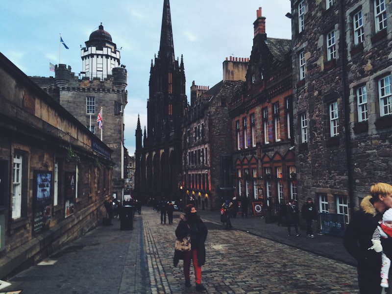 Historic buildings along the Royal Mile in Edinburgh Old Town, Scotland