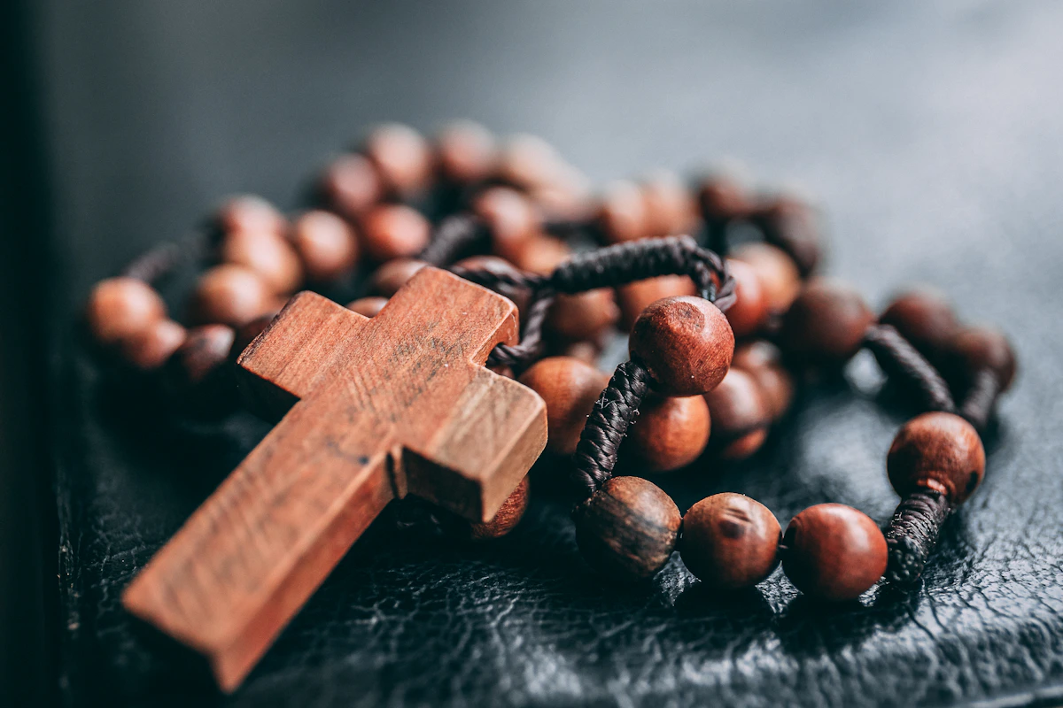 Open Bible on a wooden table