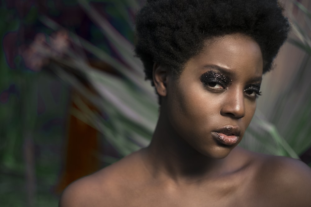 selective focus photo of a woman with eyeshadow