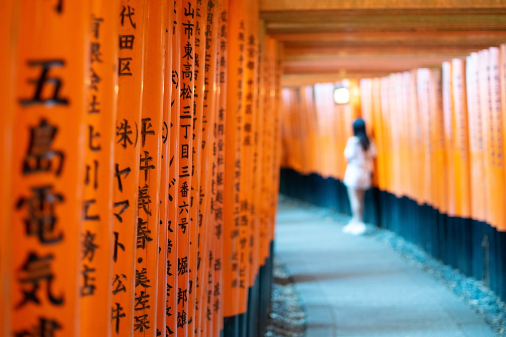 woman in orange suit