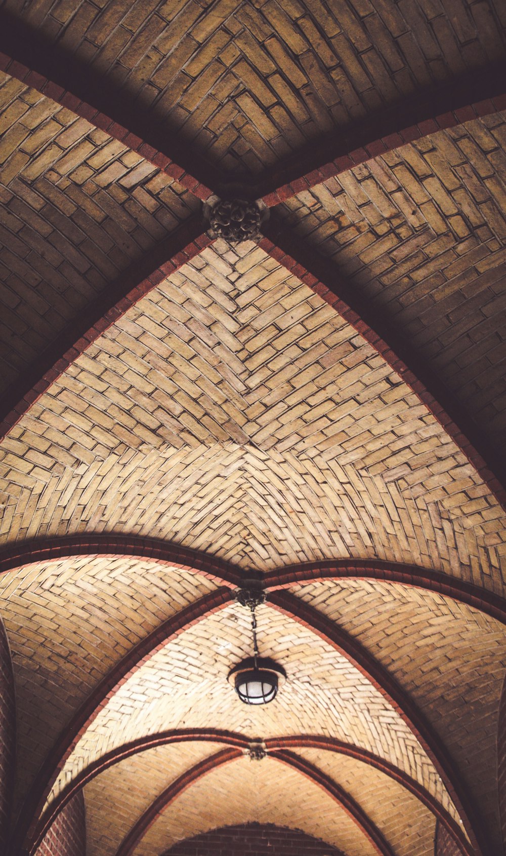 brown concrete ceiling with pendant lamp