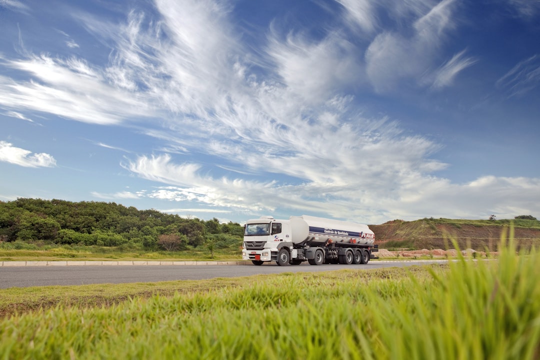white and black storage truck on gray asphalt road, TRUCK IN THE BRAZILIAN LANDSCAPE
