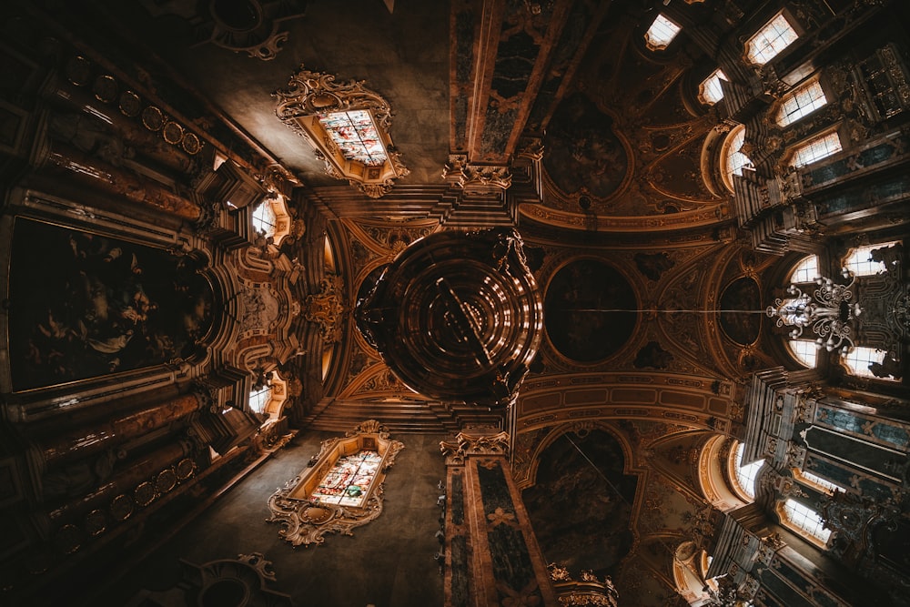 worm's eye view of cathedral interior