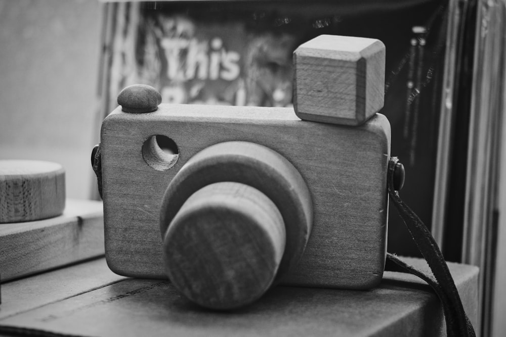 gray DSLR camera miniature
