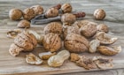 peanut lot on brown wooden area