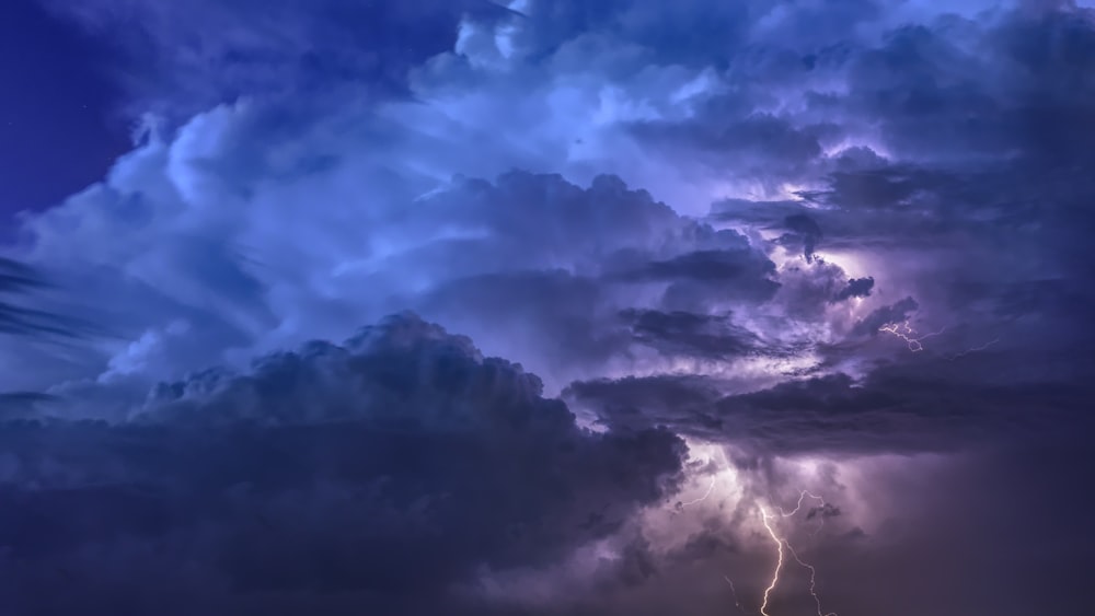 lightning strike under cloudy sky