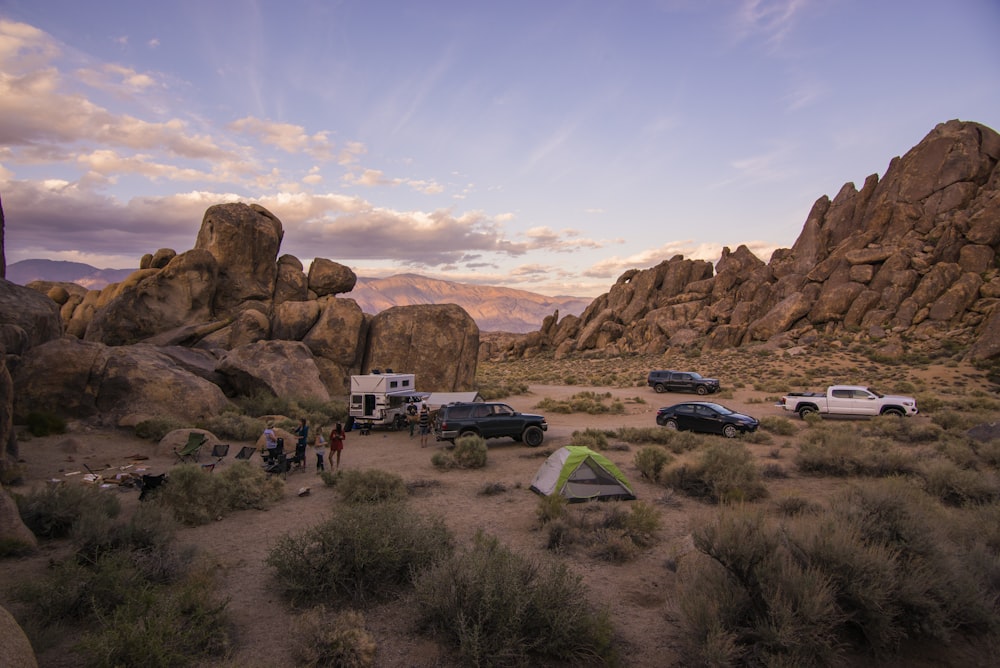 vehicle surrounded by mountain