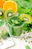 green shake fruits with kiwi