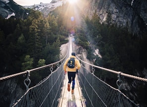 running man on bridge