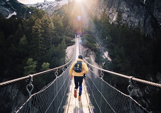 running man on bridge