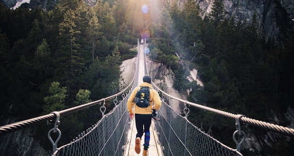 running man on bridge