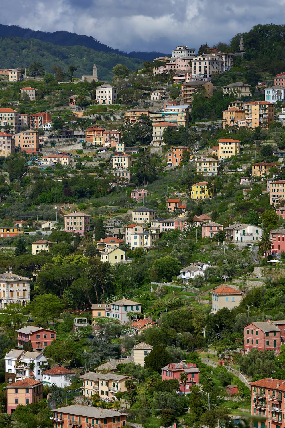 assorted-color structure on hill