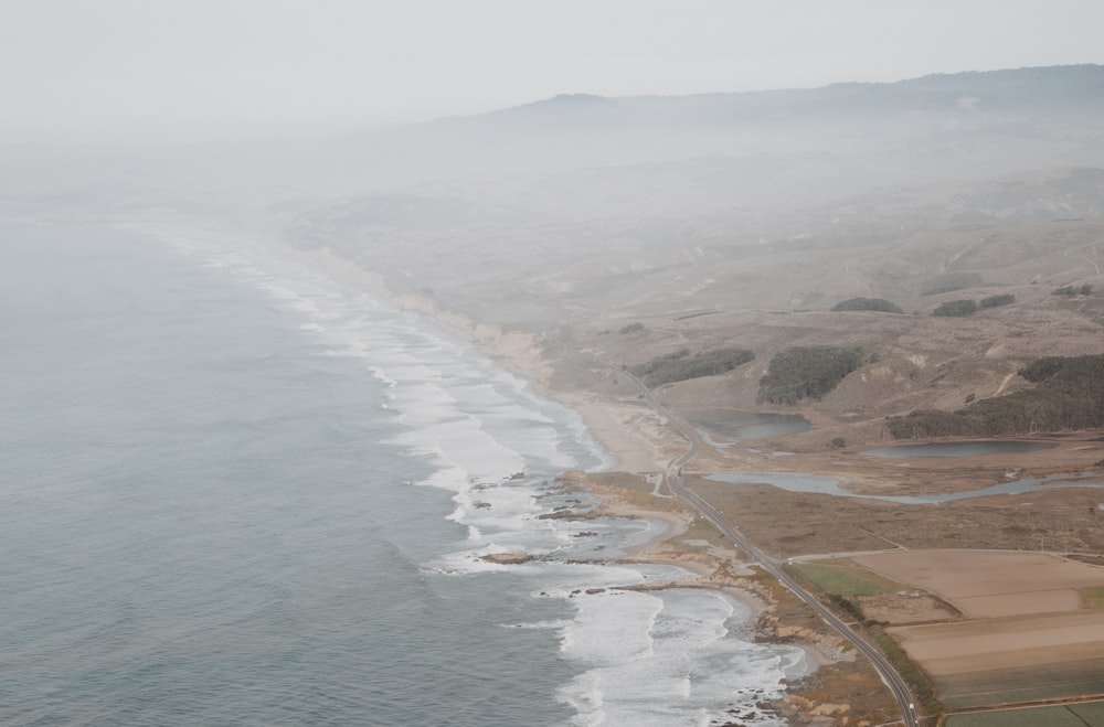 aerial photography of body of water