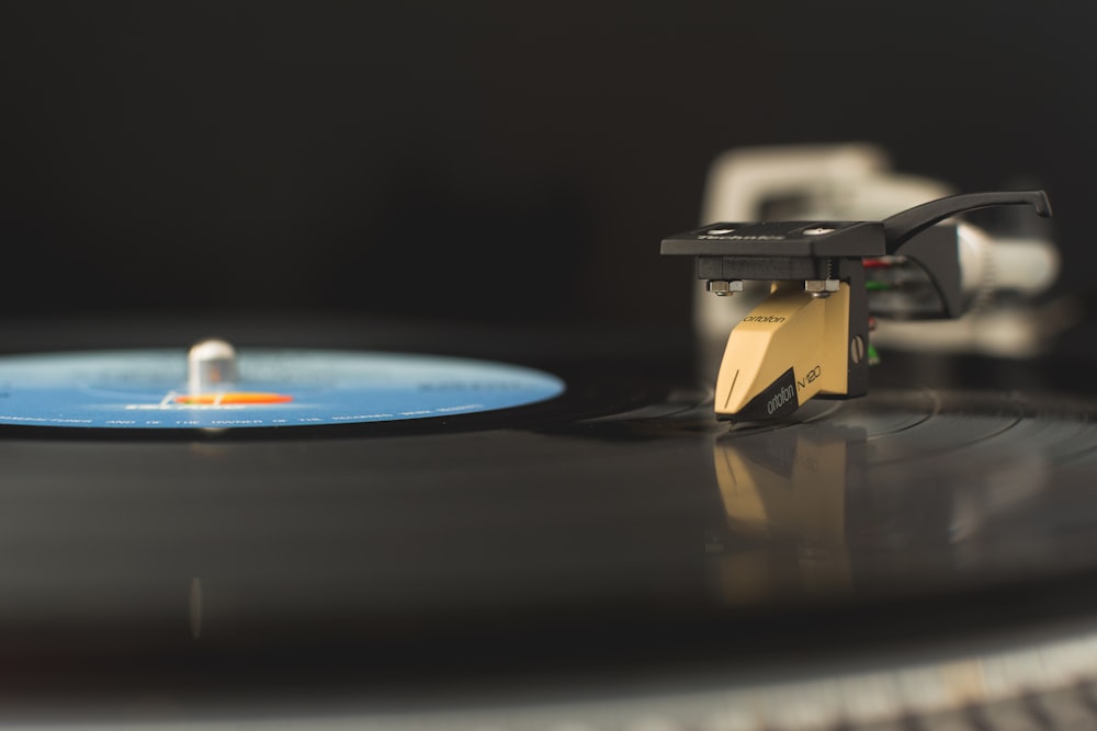 vinyl album spinning on turn table